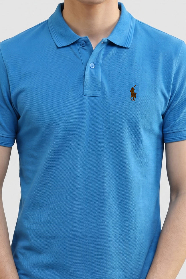 Alpine Men’s Teal Blue Cotton Polo Shirt – Heritage Polo Club Main Image