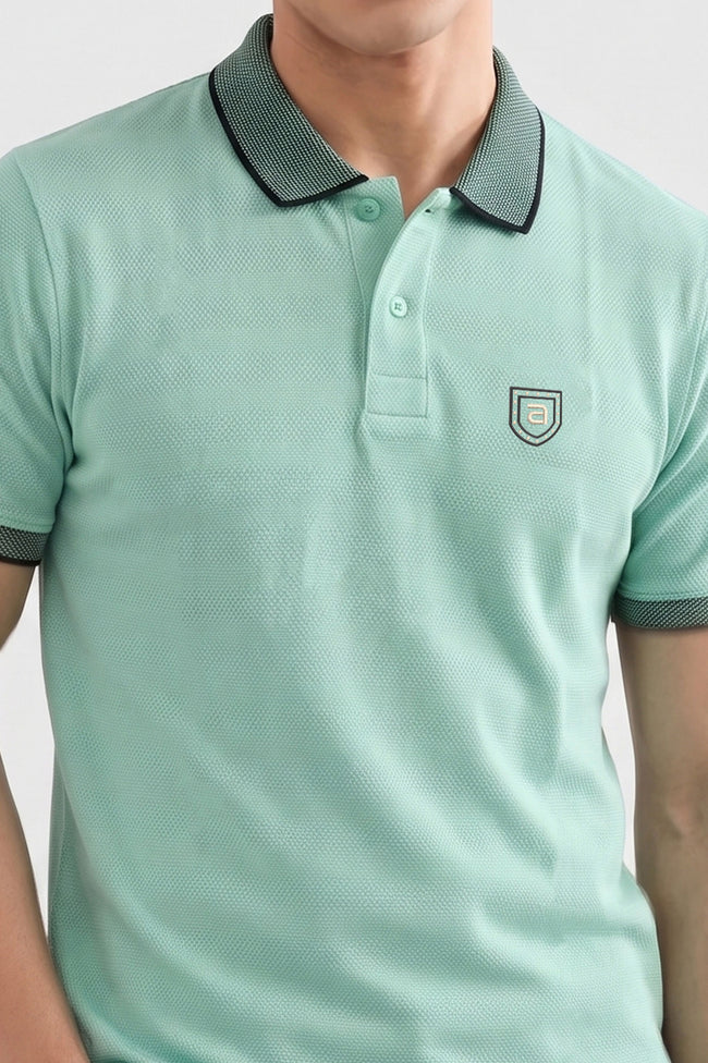 Alpine Men’s Mint Green Cotton Polo Shirt – Contrast Collar Edition Main Image