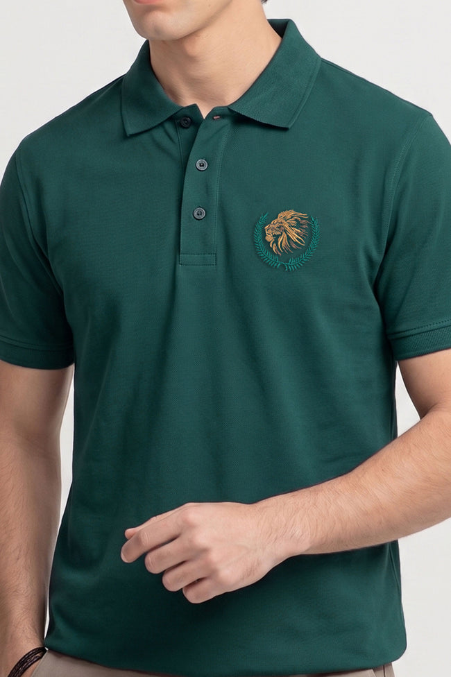Alpine Men’s Dark Green Polo – Royal Lion Edition Main Image