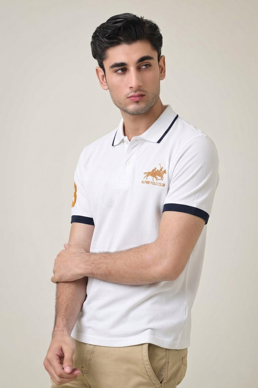 Alpine Men’s - White Cotton Polo Shirt
