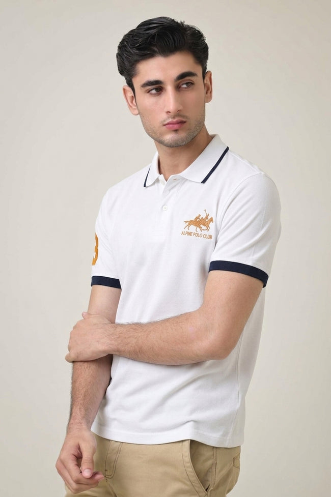 Alpine Men’s - White Cotton Polo Shirt Main Image