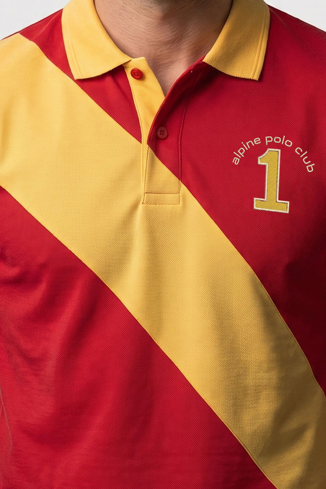 Alpine Men’s Red Cotton Polo Shirt - Cross Edition Main Image