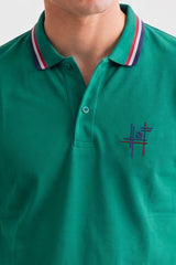 Alpine Men’s Green Cotton Polo Shirt - Signature Fit
