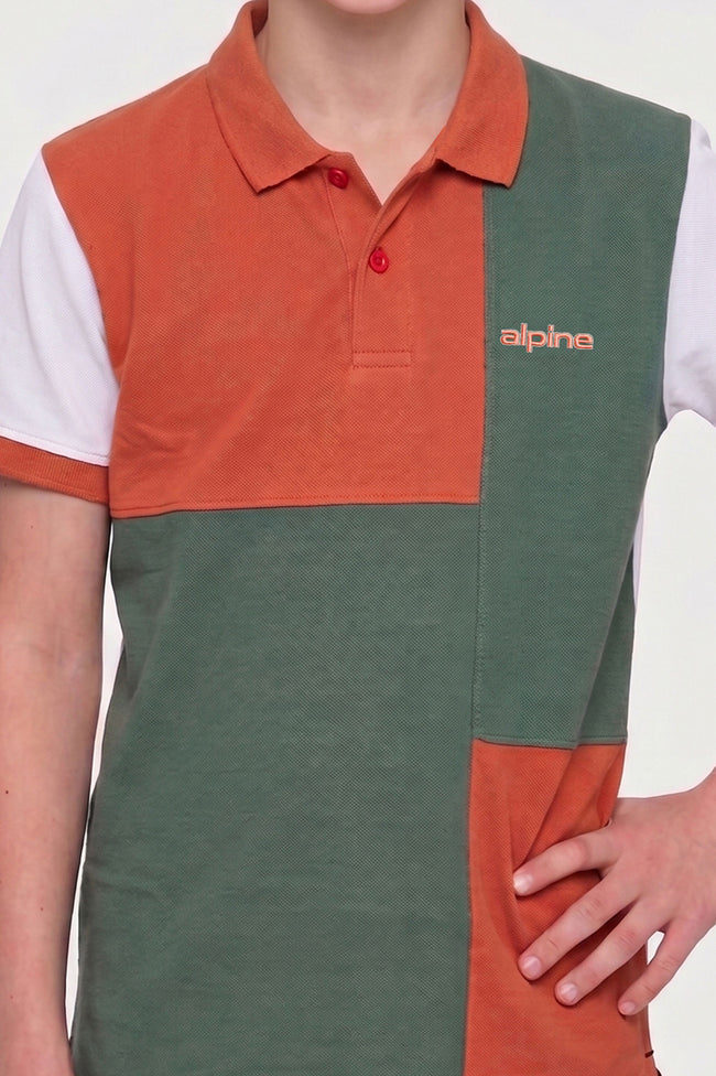 Alpine Kids Classic Polo Shirt Peach  – Block Edition Main Image