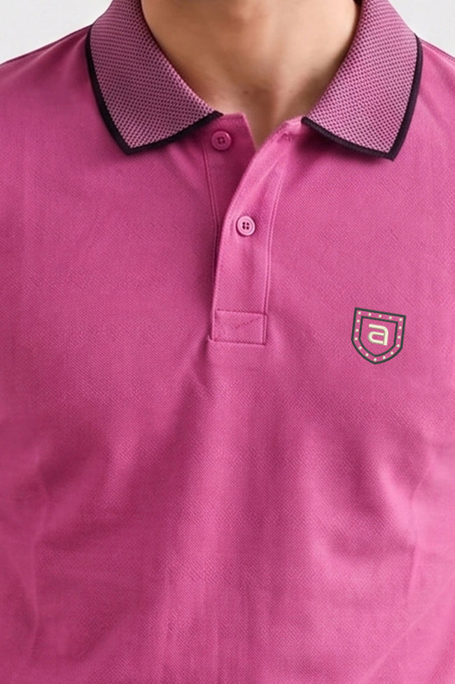Alpine Men’s Fushia Cotton Polo Shirt – Contrast Collar Edition Main Image