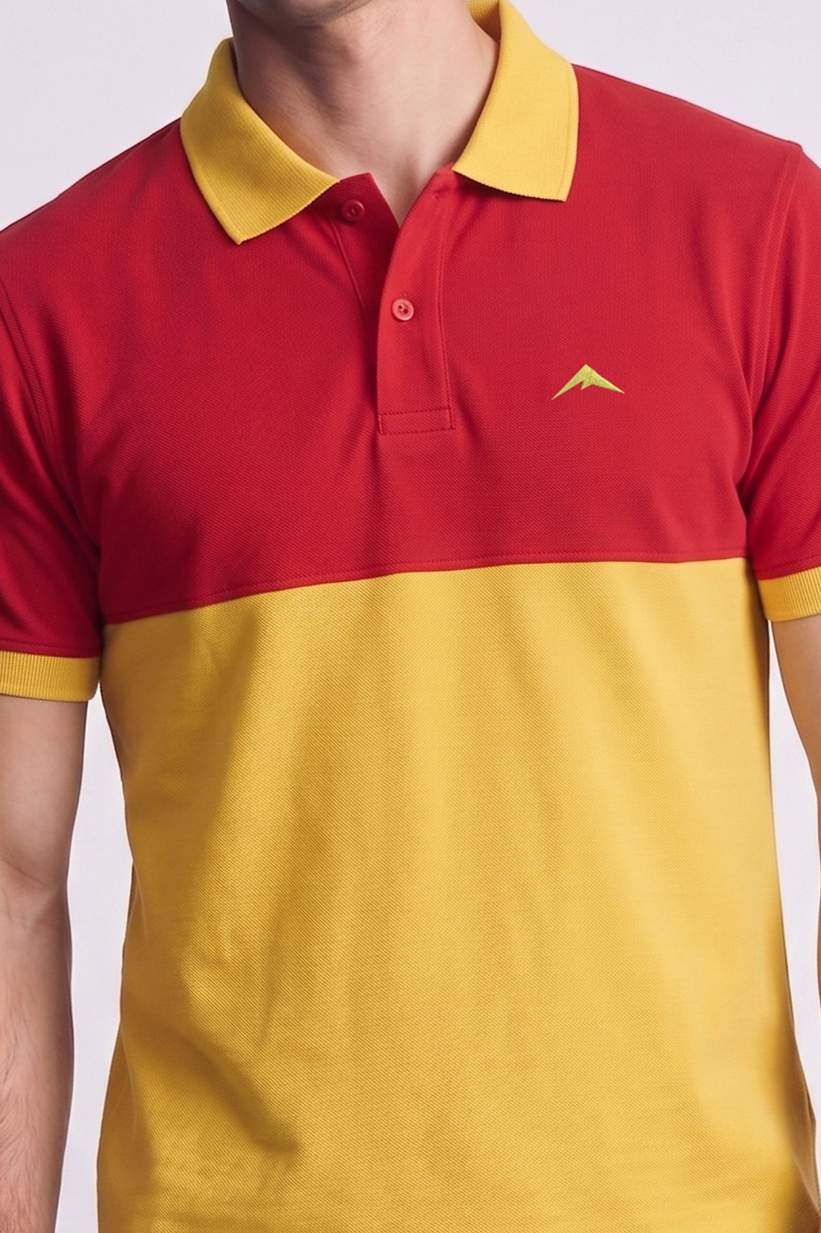Alpine Men’s Yellow Cotton Polo Shirt - Dual Tone Edition