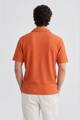 Mustard V Neck Knitted Polos