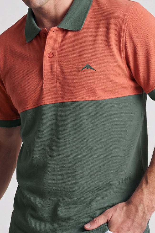Alpine Men’s Light Green Cotton Polo Shirt - Dual Tone Edition Main Image