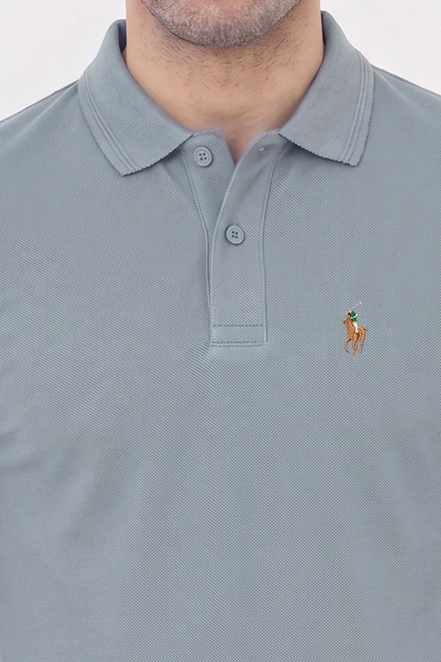 Alpine Men’s Silver Grey Cotton Polo Shirt – Prestige Rider Edition