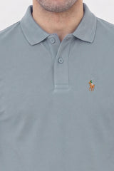 Alpine Men’s Silver Grey Cotton Polo Shirt – Prestige Rider Edition