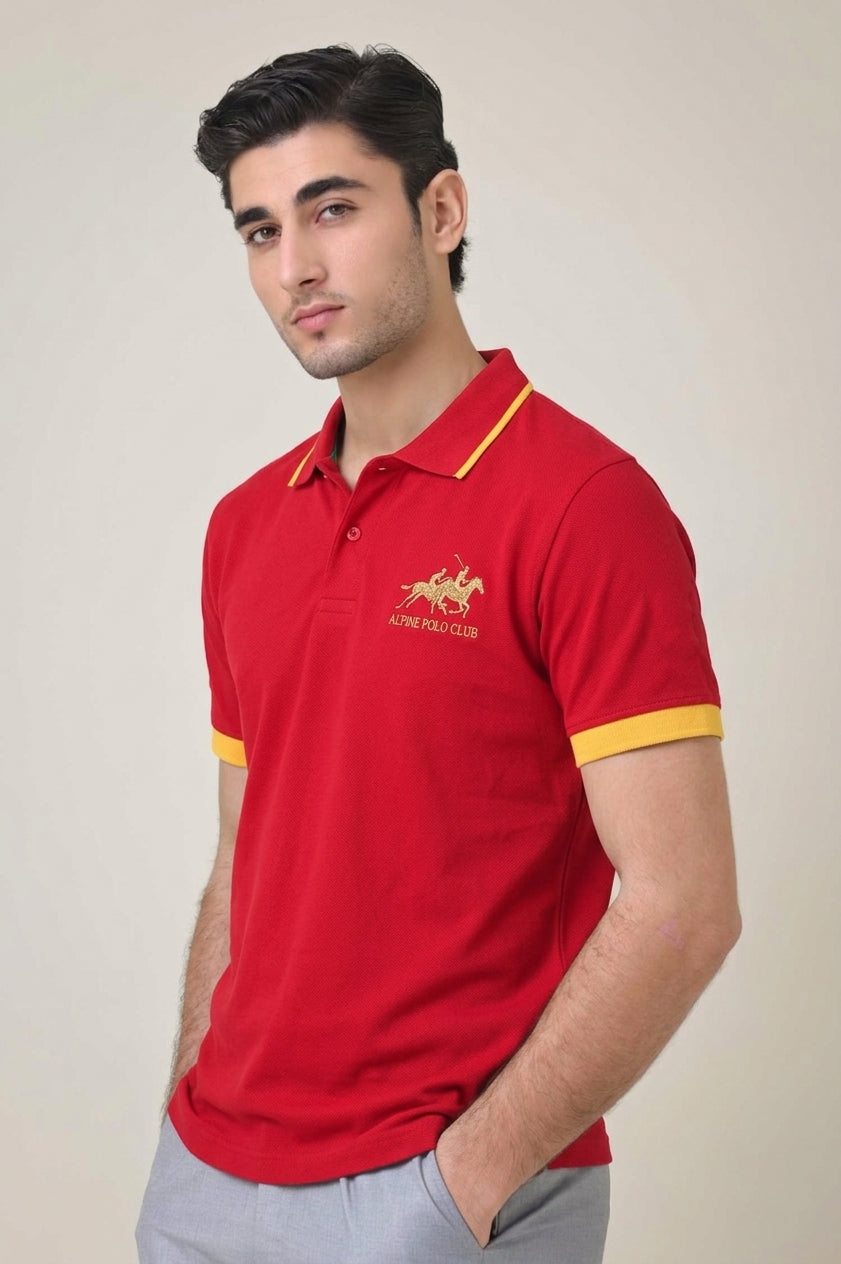 Alpine Men’s - Red Cotton Polo Shirt