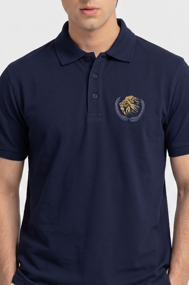 Alpine Men’s Navy Blue Polo – Royal Lion Edition Main Image
