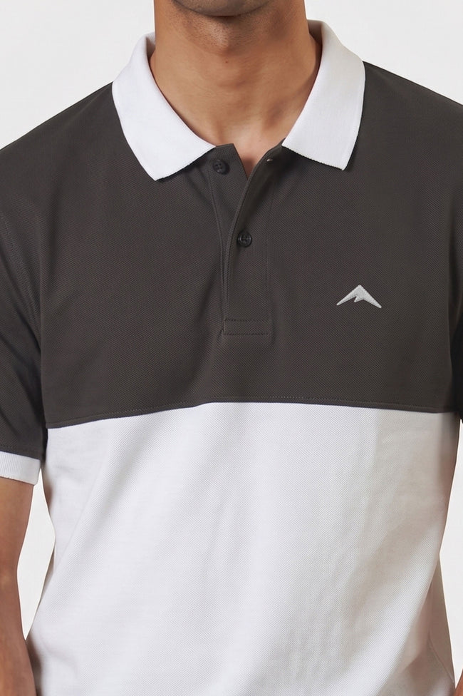 Alpine Men’s White Cotton Polo Shirt - Dual Tone Edition Main Image