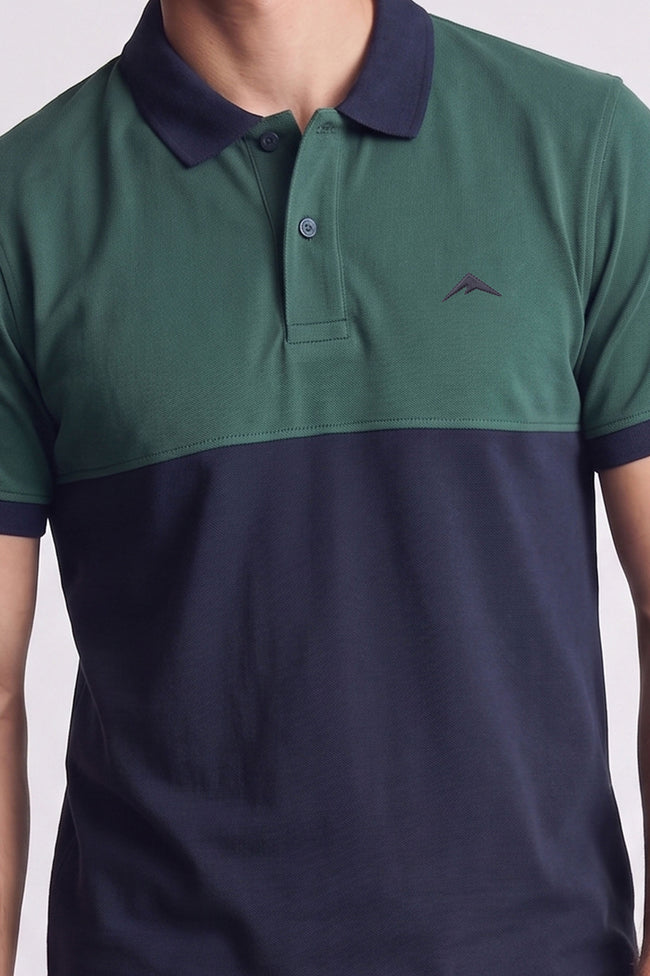 Alpine Men’s Navy Blue Cotton Polo Shirt - Dual Tone Edition Main Image