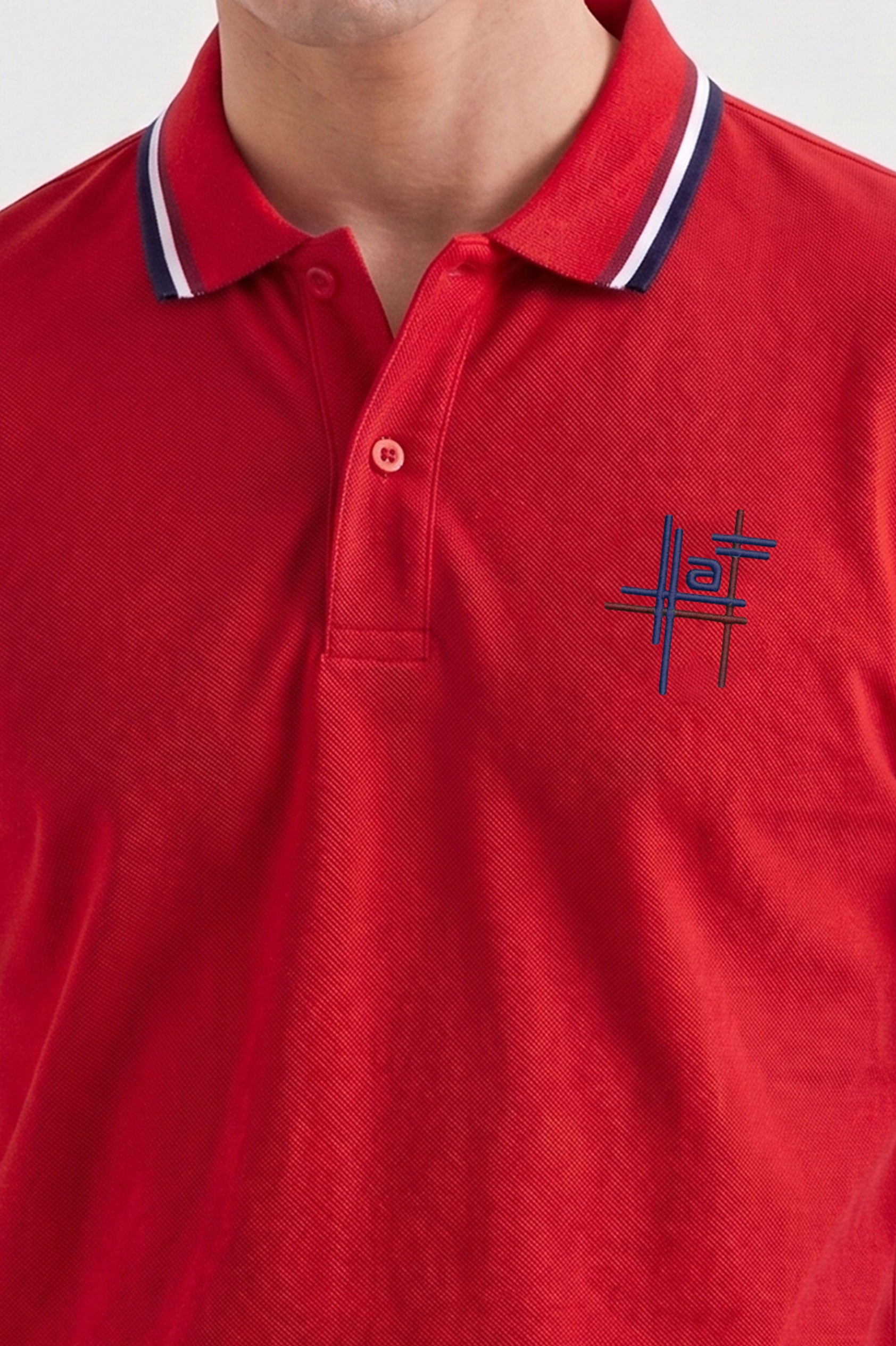 Alpine Men’s Red Cotton Polo Shirt - Signature Fit