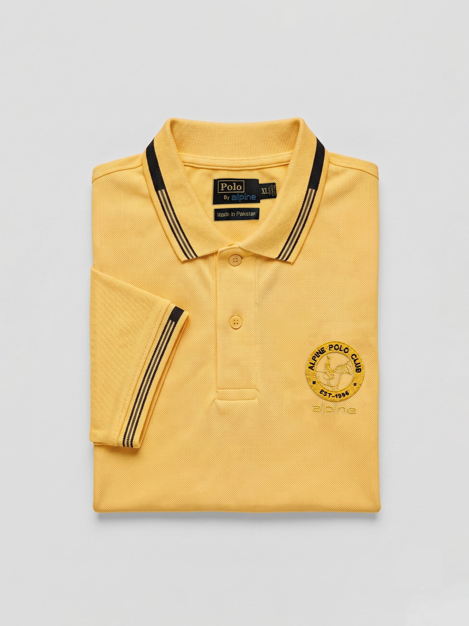 Alpine Men’s Yellow Cotton Polo Shirt - Heritage Badge Edition