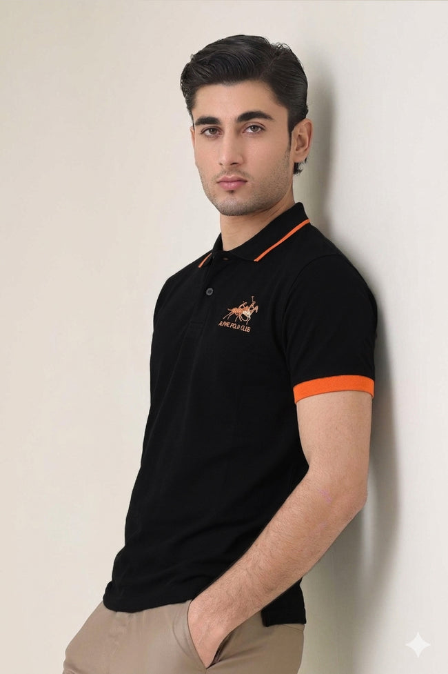 Alpine Men’s - Black Cotton Polo Shirt Main Image
