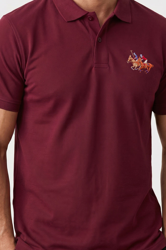 Alpine Men’s Maroon Cotton Polo Shirt - Pro Sport Edition Main Image