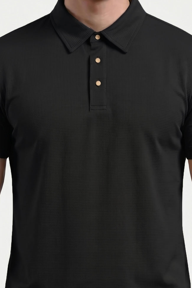 Alpine Luxury Dry-Fit Polo Black – Premium Activewear Fit Main Image
