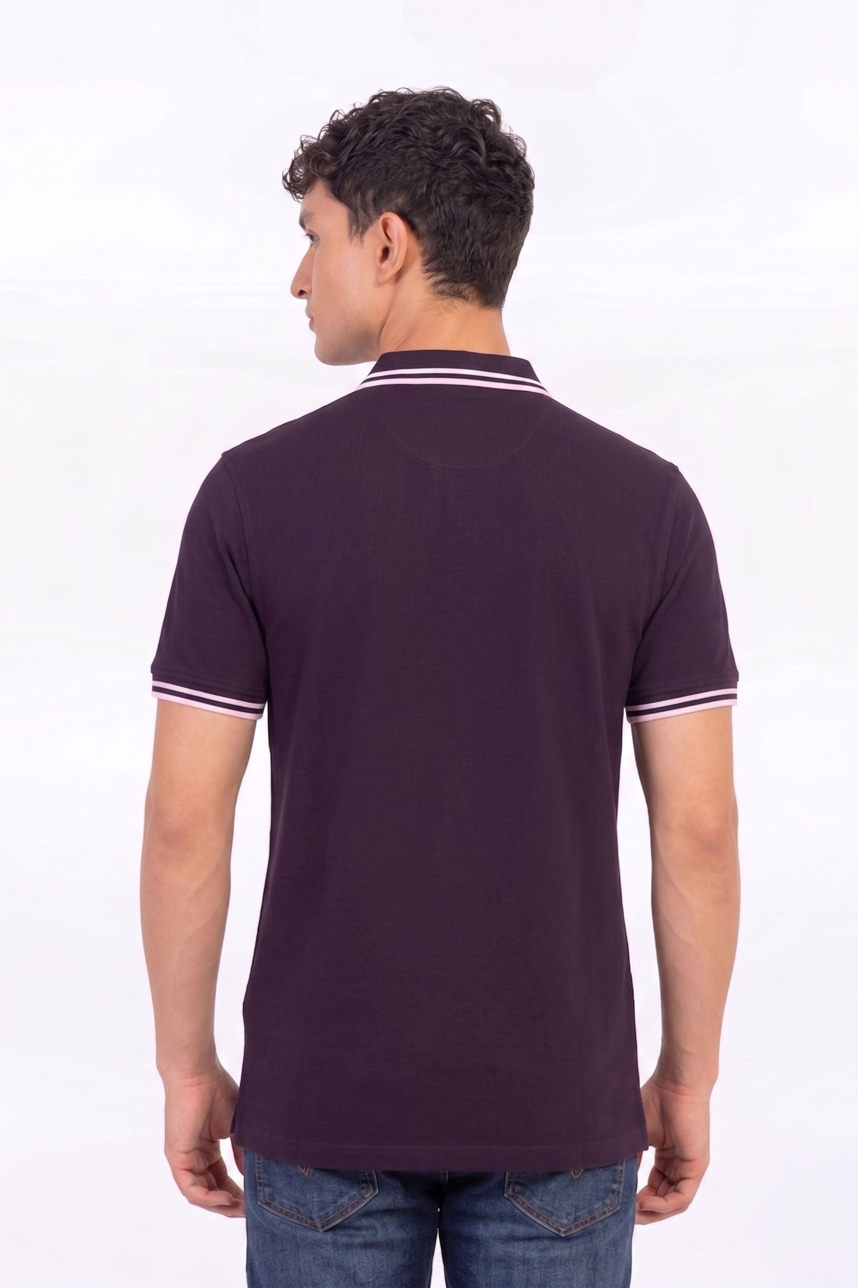 Alpine Men’s Purple Cotton Polo Shirt - Zip Edition