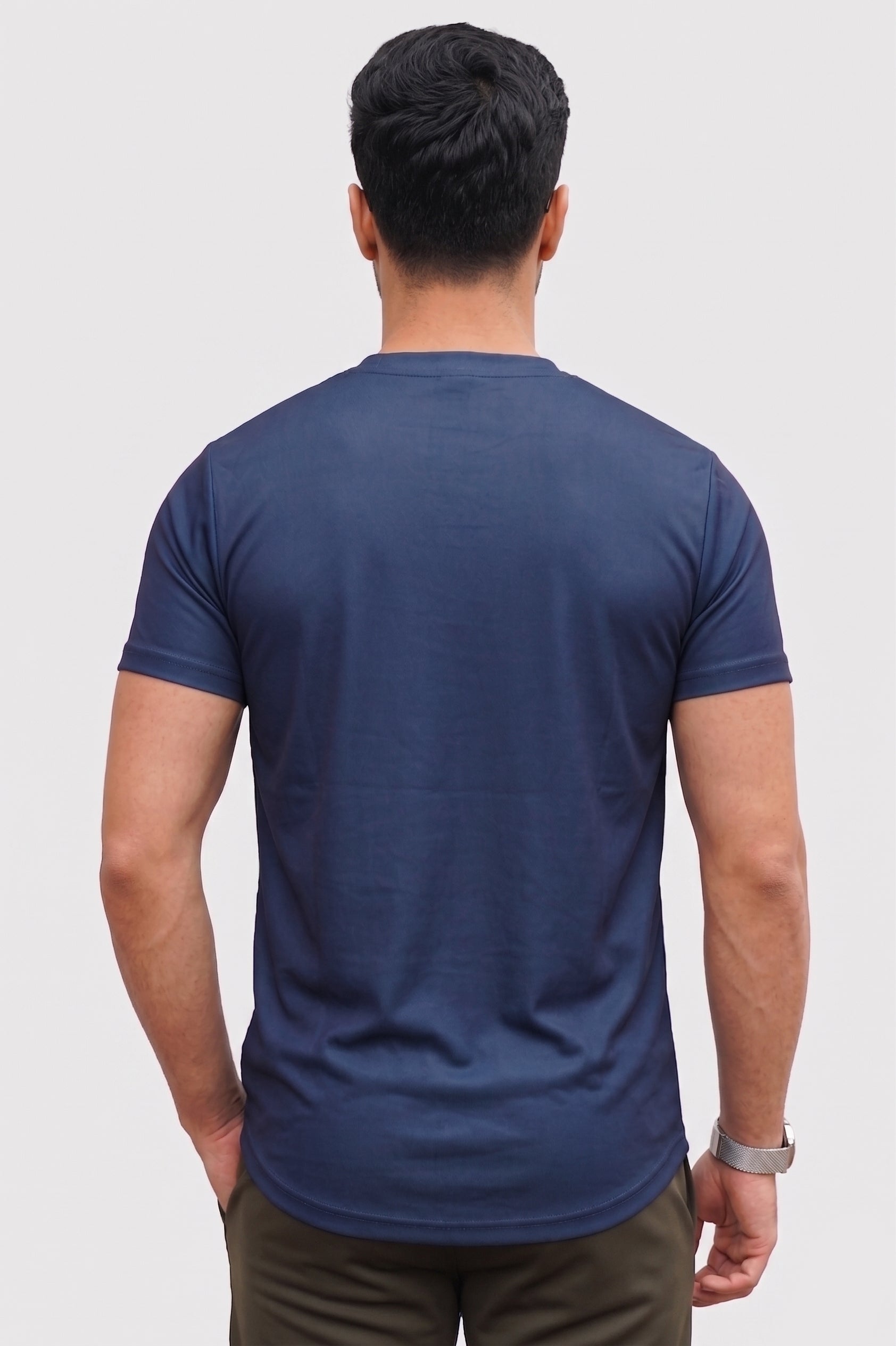 Alpine Men’s Navy Blue Textured Dry Fit T-Shirt – Performance Edition
