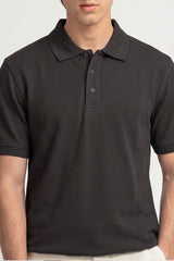 Alpine Men’s Dark Grey Plain Cotton PQ Polo Shirt
