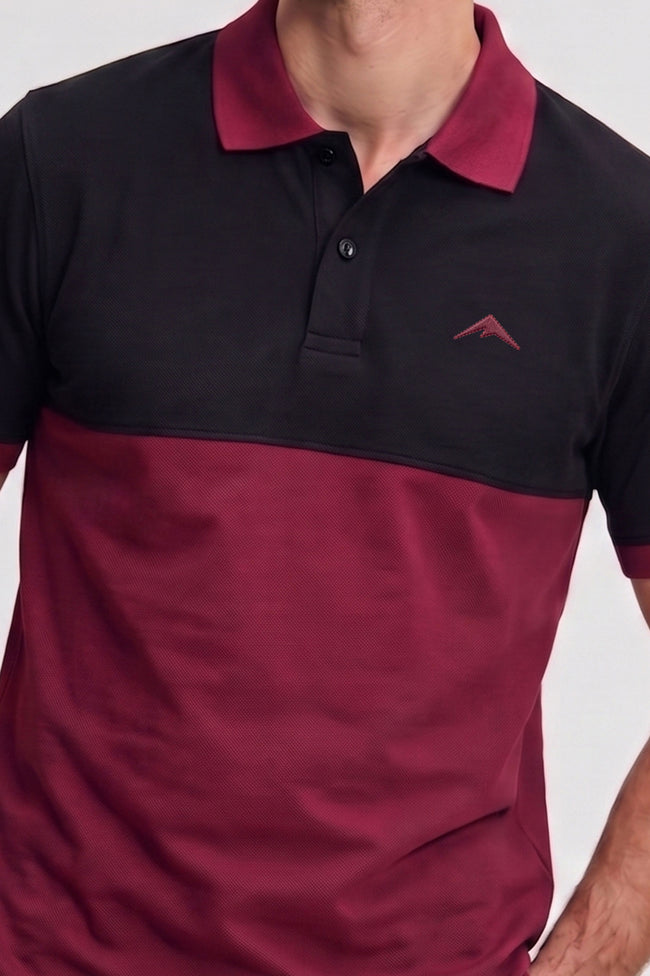 Alpine Men’s Maroon Cotton Polo Shirt - Dual Tone Edition Main Image