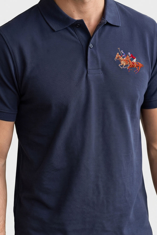Alpine Men’s Navy Blue Cotton Polo Shirt - Pro Sport Edition Main Image