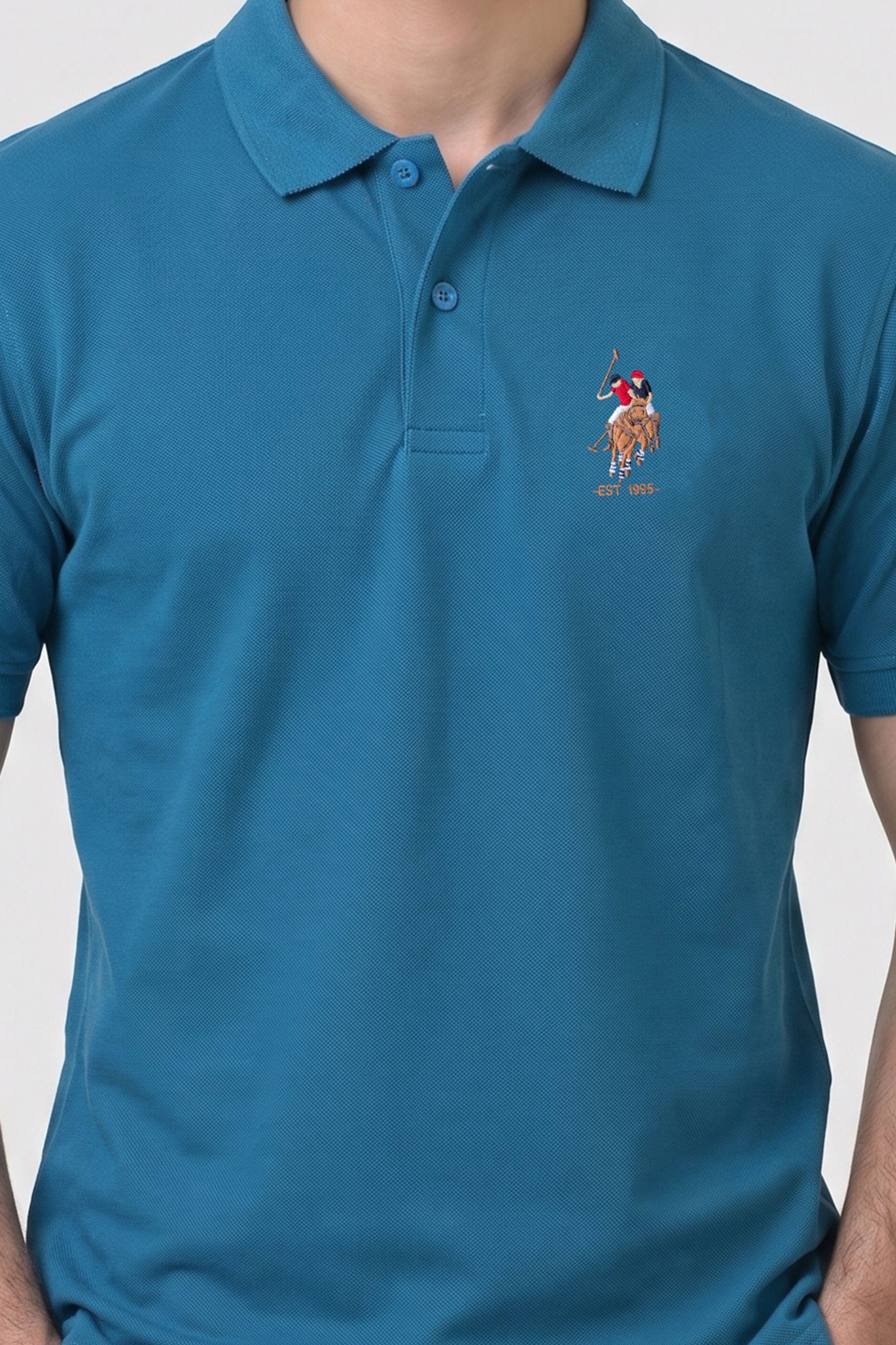 Alpine Men’s Teal Blue Cotton Polo Shirt – Polo Club Edition