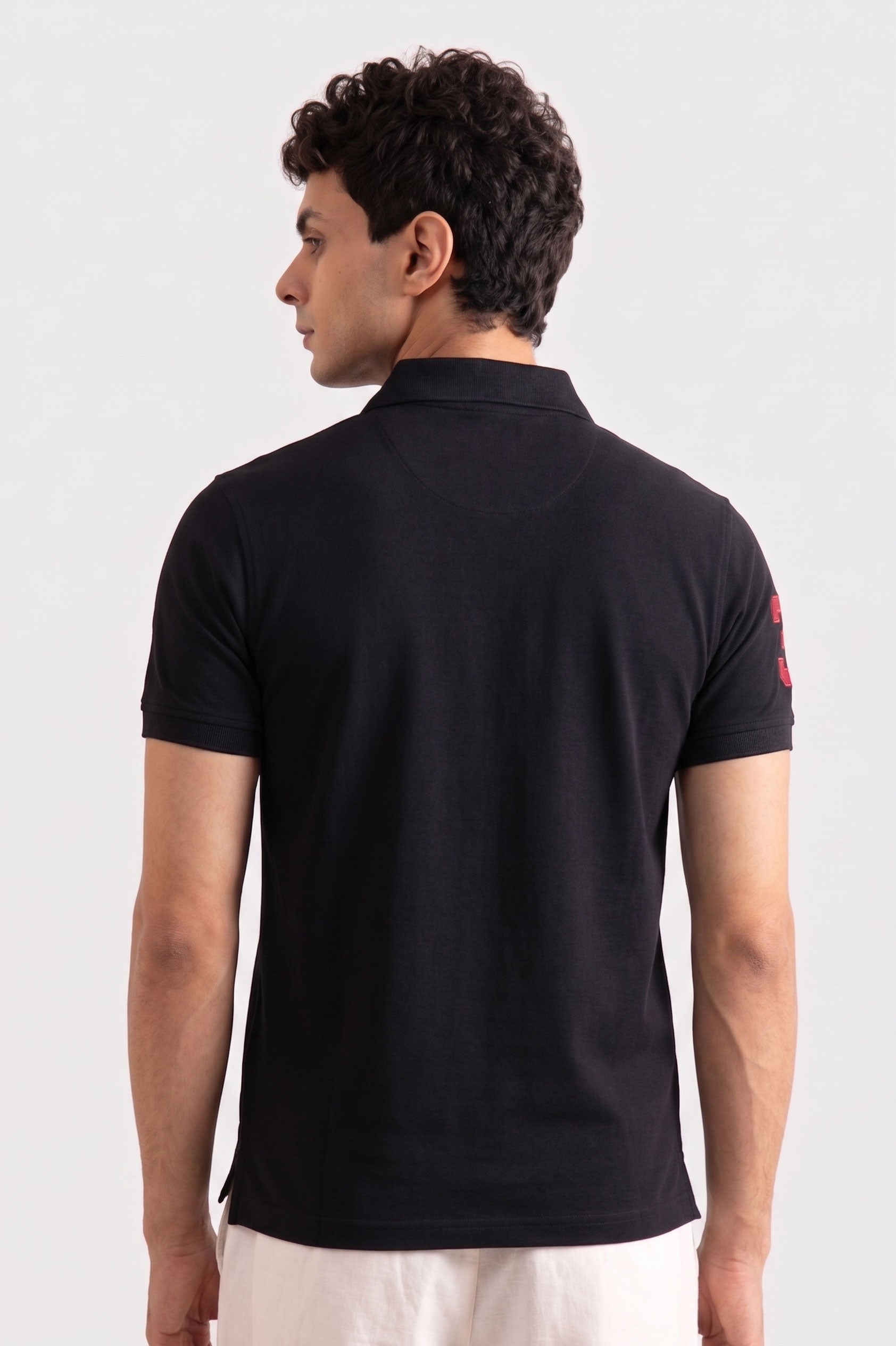Alpine Men’s Black Cotton Polo – Royal Rider Edition