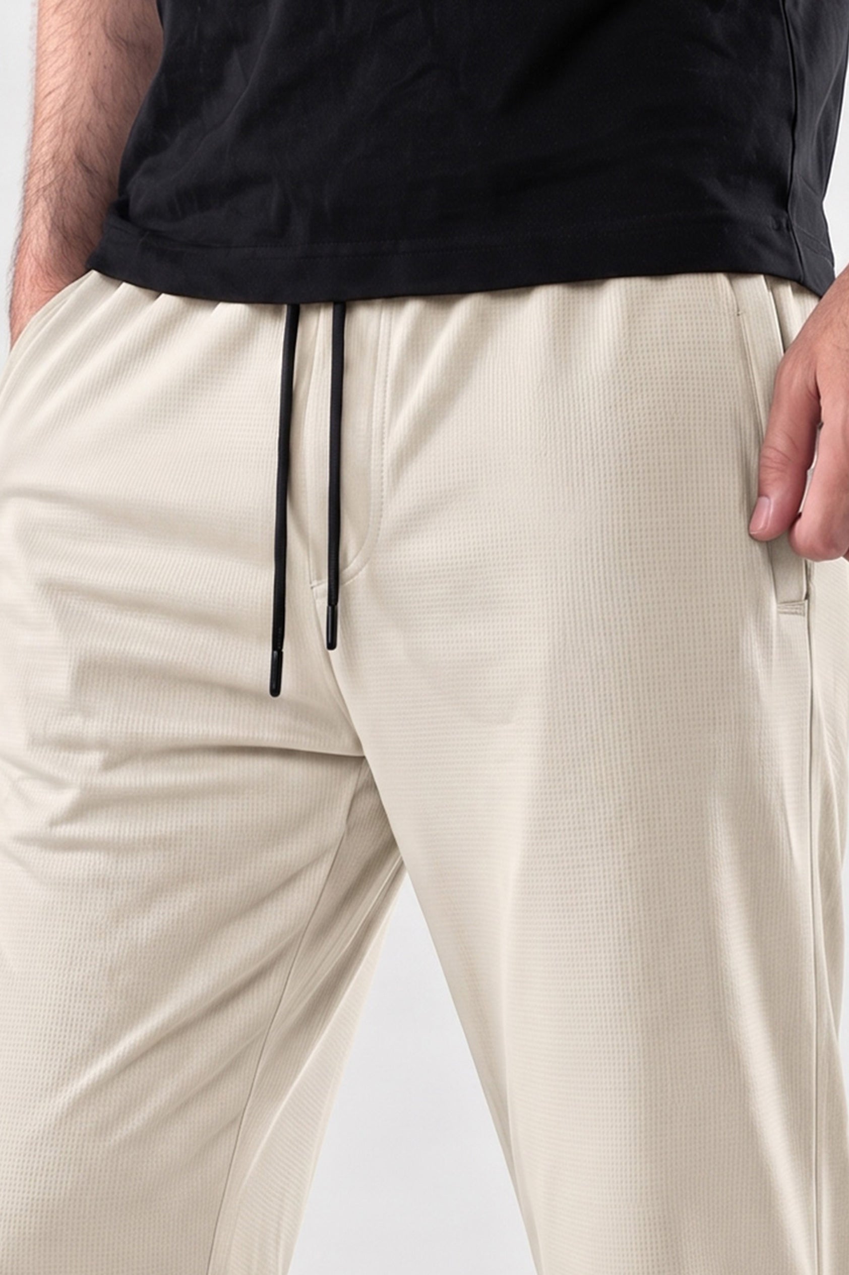 Alpine Men’s Cream White Imported Square Mesh  Lycra Trouser