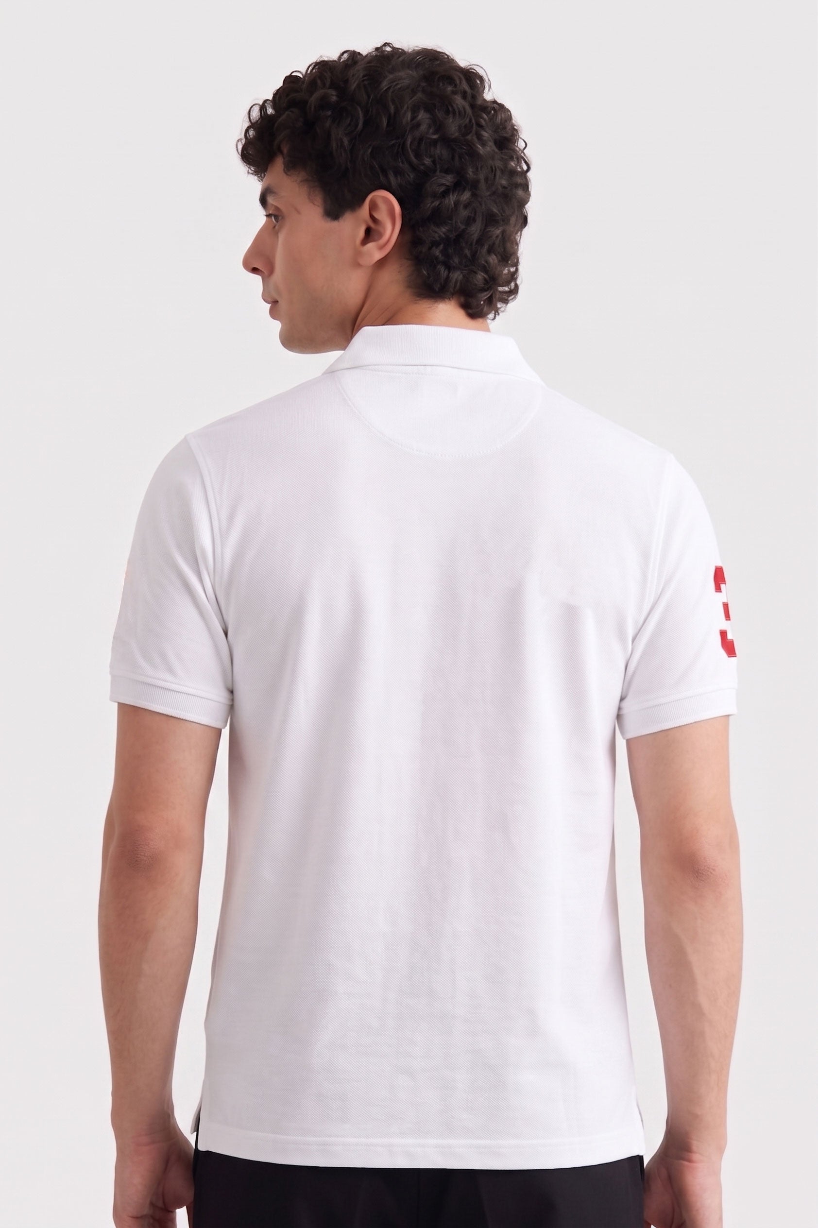 Alpine Men’s White Cotton Polo – Royal Rider Edition