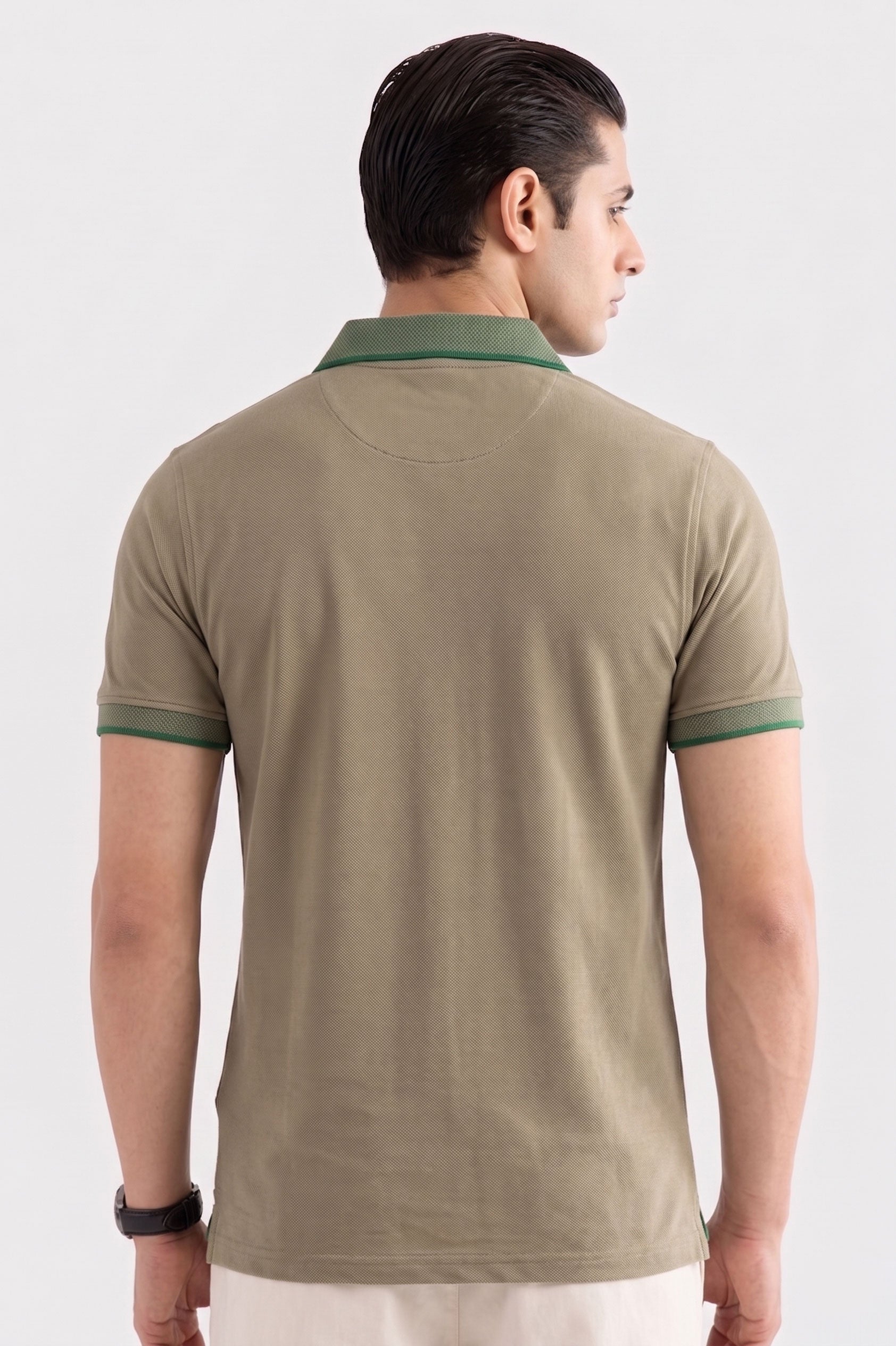 Alpine Men’s Sand Cotton Polo Shirt – Contrast Collar Edition