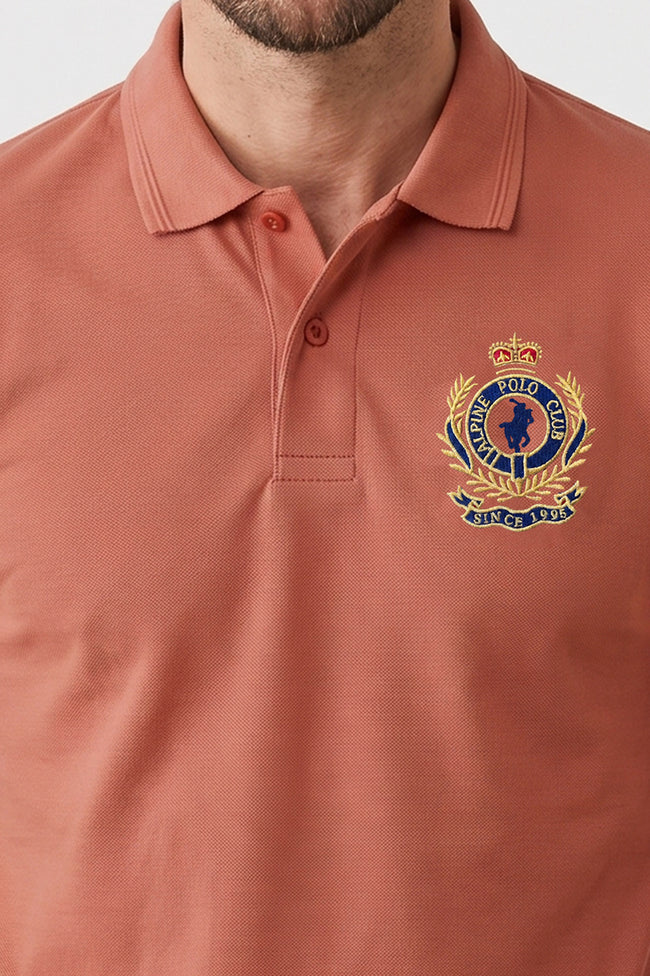 Alpine Men’s Mustard Cotton Polo Shirt - Crown Edition Main Image