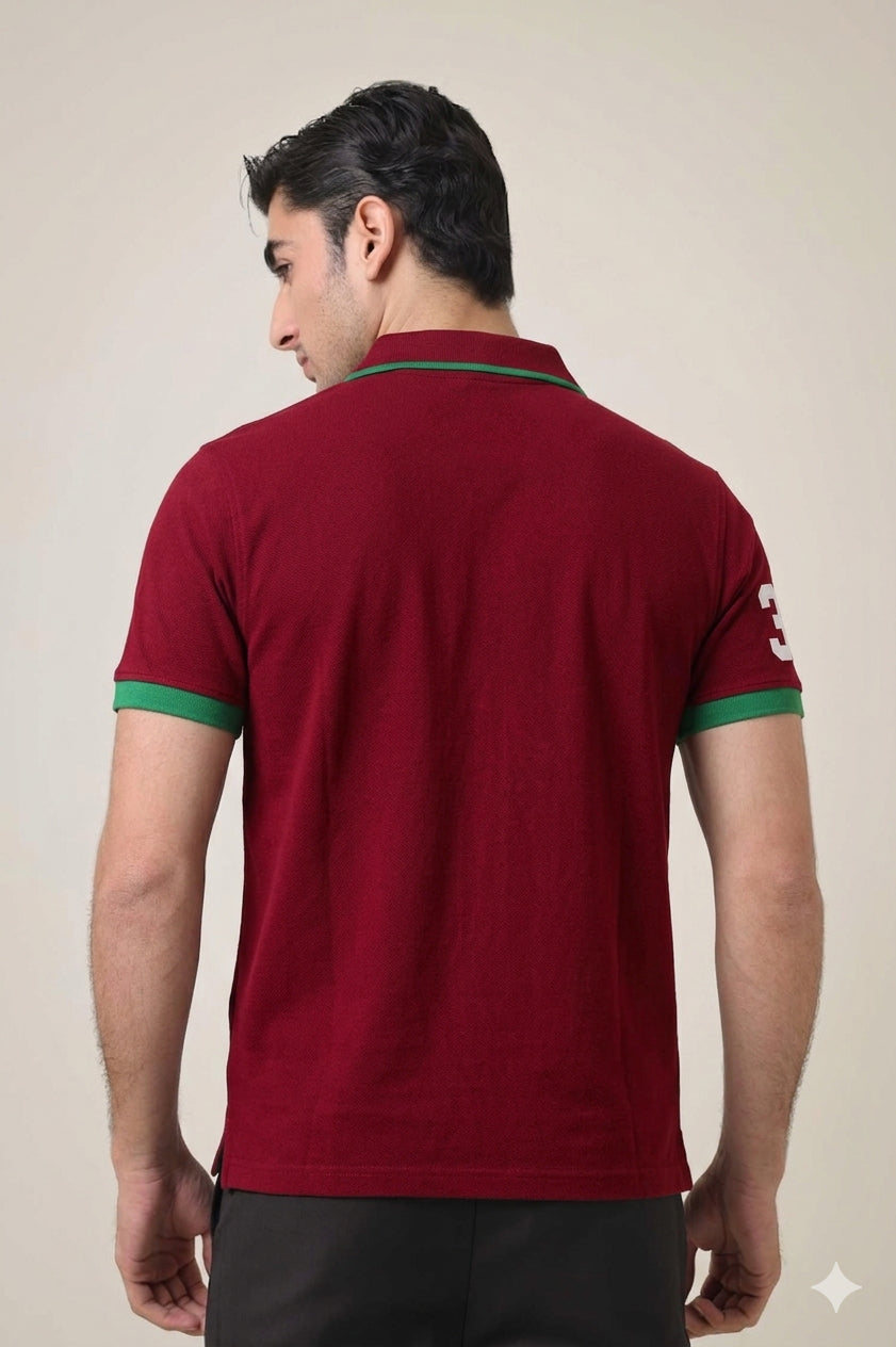 Alpine Men’s - Maroon Cotton Polo Shirt