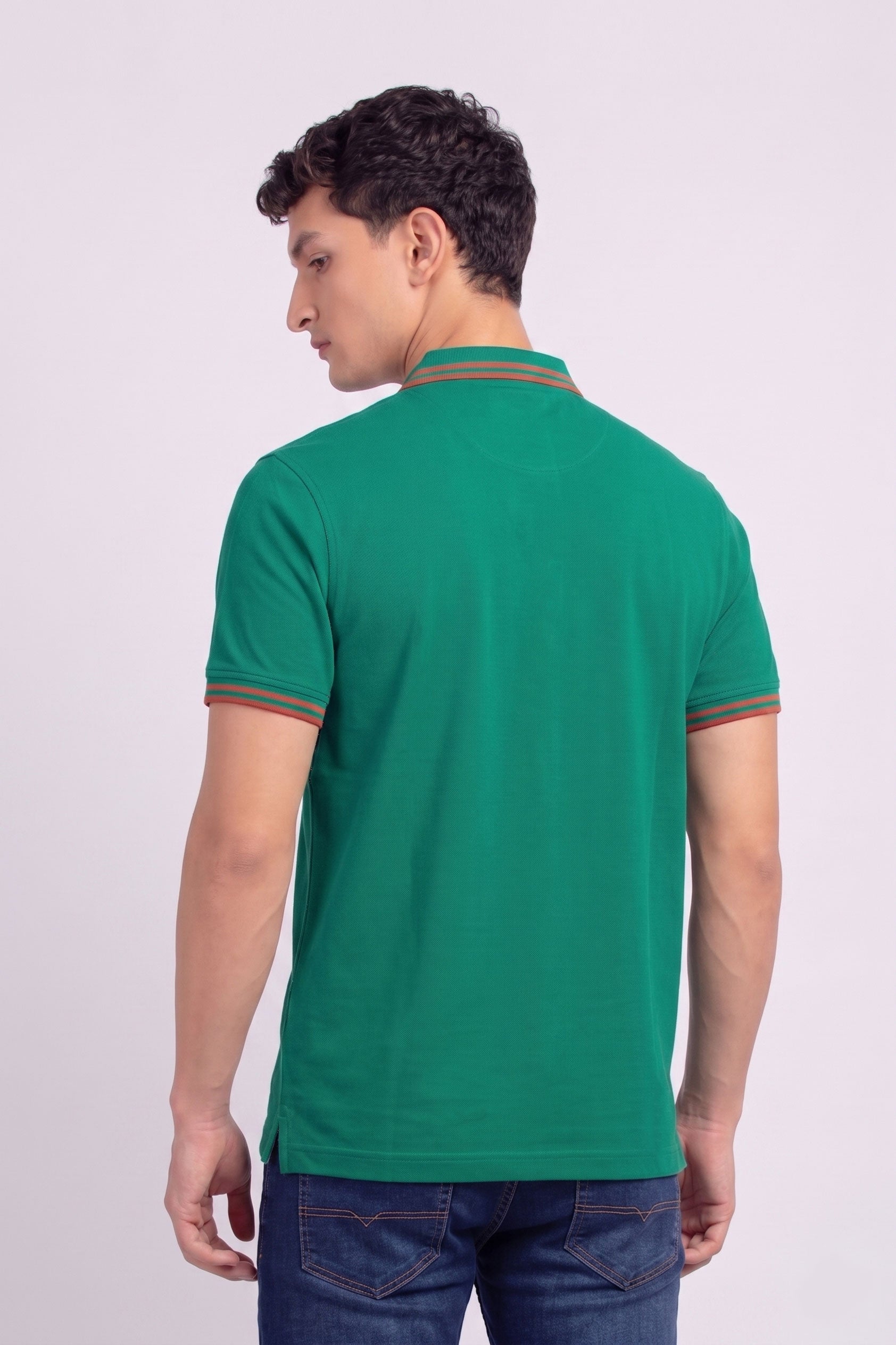 Alpine Men’s Green Cotton Polo Shirt - Zip Edition