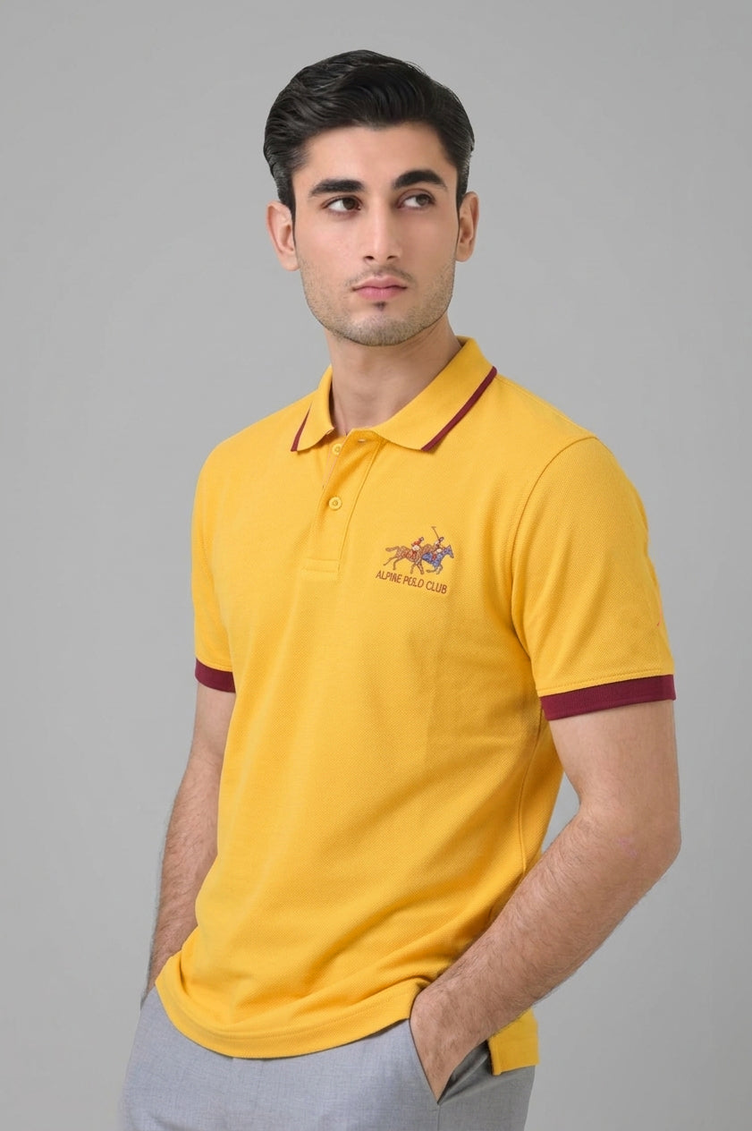 Alpine Men’s - Yellow Cotton Polo Shirt