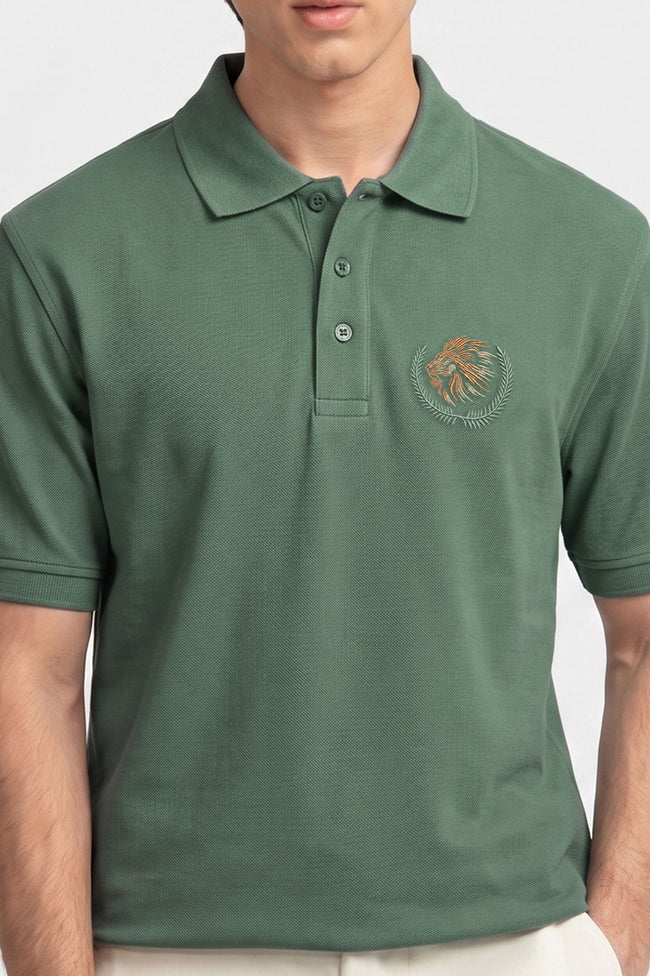Alpine Men’s Forest Green Polo – Royal Lion Edition Main Image