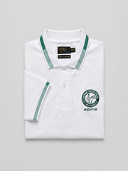 Alpine Men’s White Cotton Polo Shirt - Heritage Badge Edition