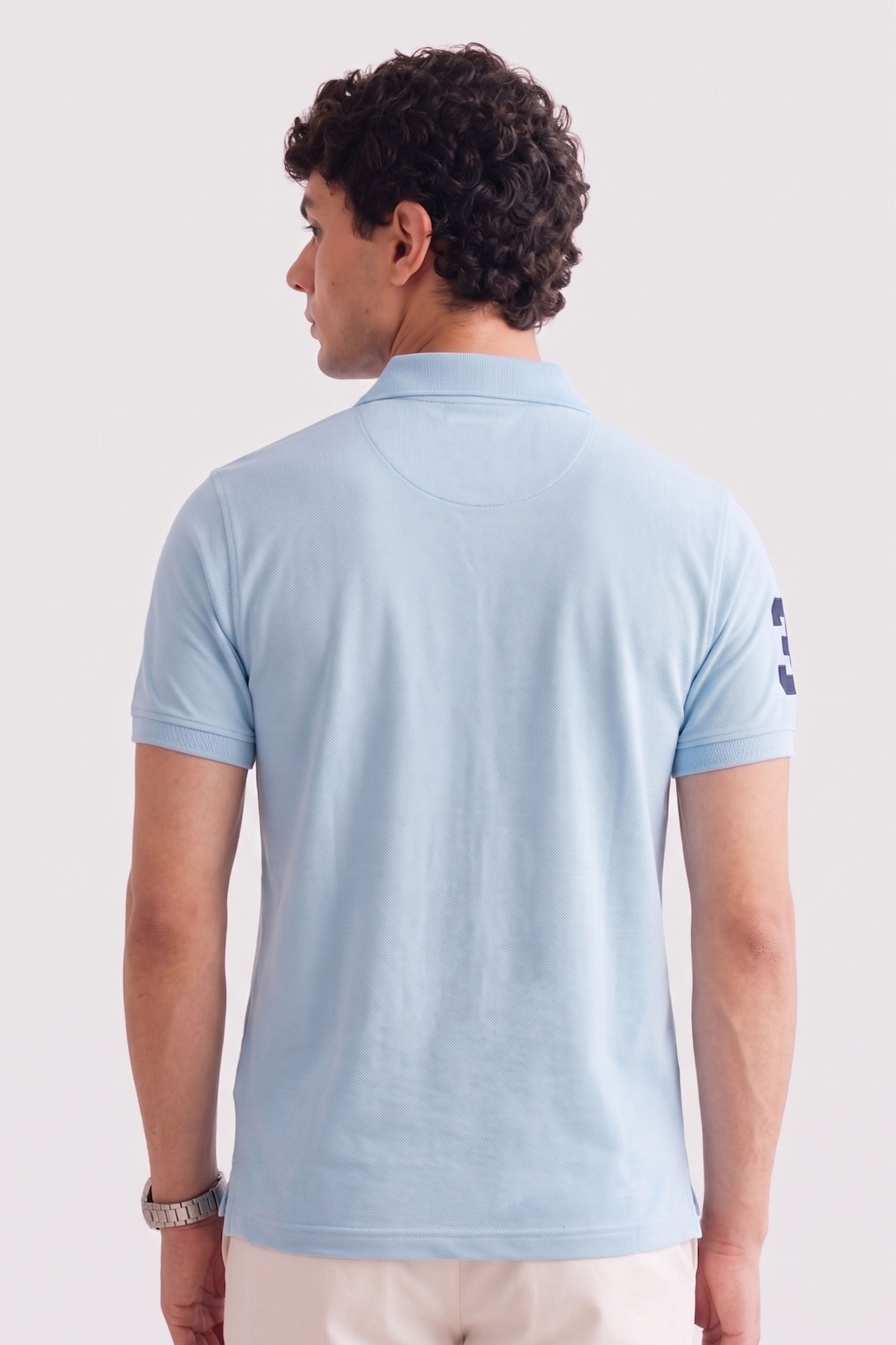 Alpine Men’s Sky Blue Cotton Polo – Royal Rider Edition