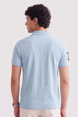 Alpine Men’s Sky Blue Cotton Polo – Royal Rider Edition