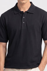 Alpine Men’s  Black Plain Cotton PQ Polo Shirt