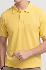 Alpine Men’s Yellow Plain Cotton PQ Polo Shirt