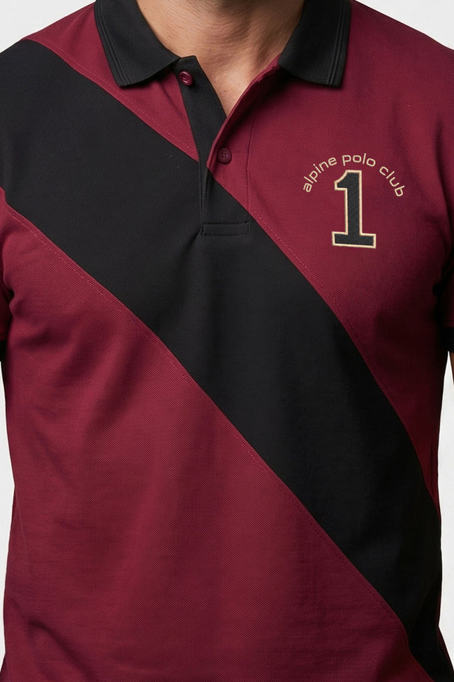 Alpine Men’s Maroon Cotton Polo Shirt - Cross Edition Main Image