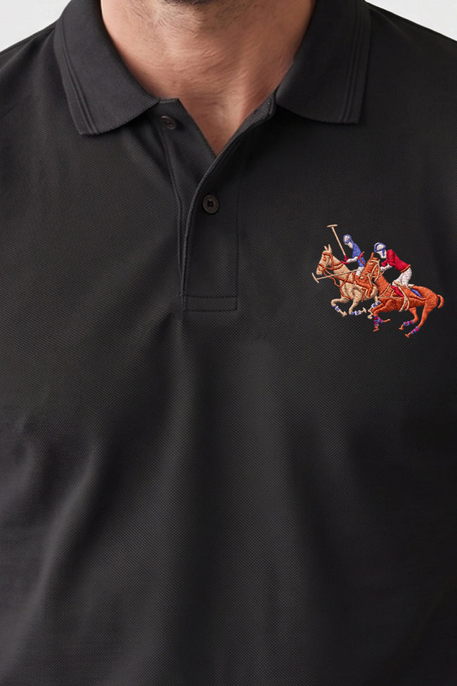 Alpine Men’s Black Cotton Polo Shirt - Pro Sport Edition Main Image