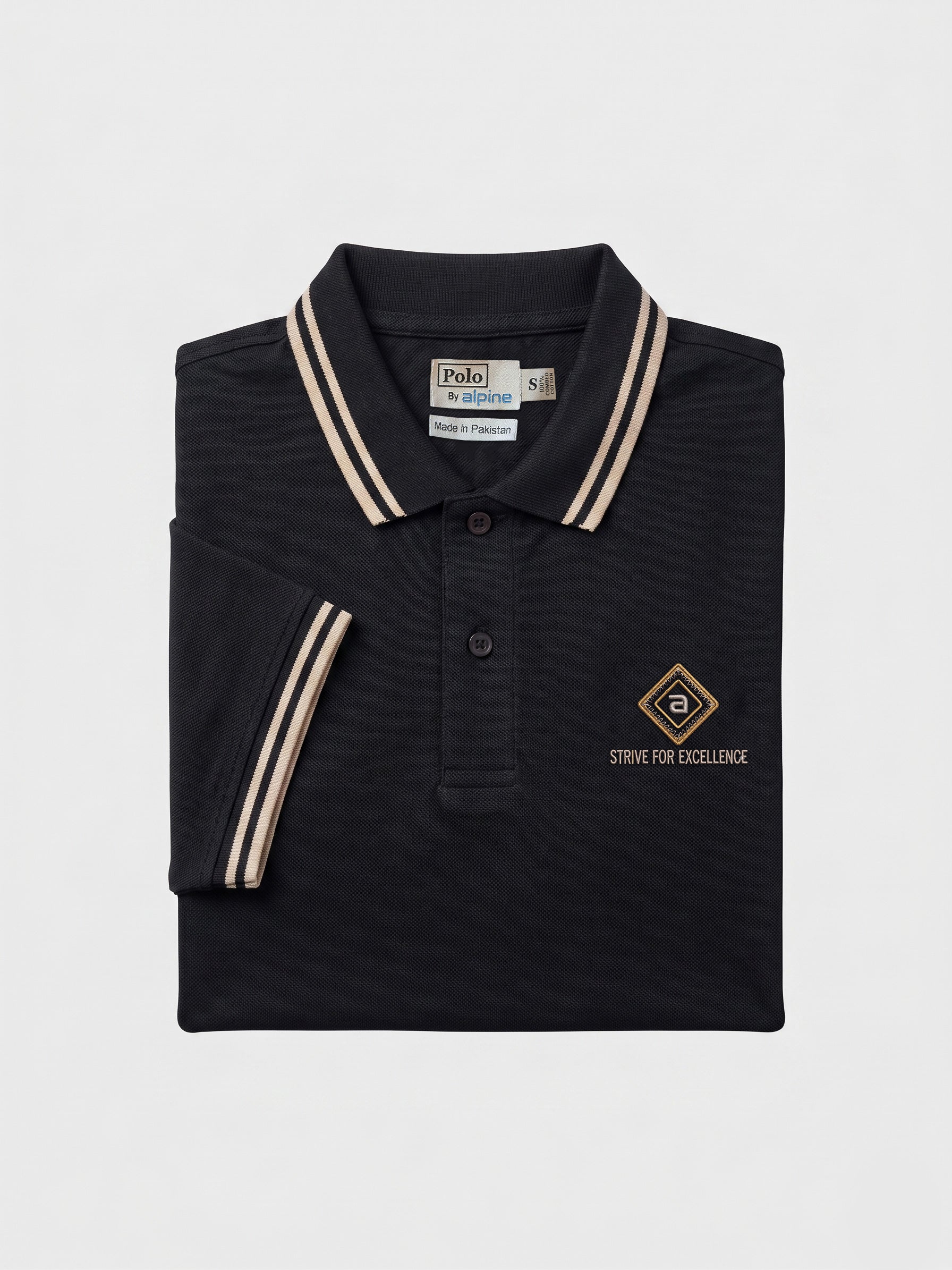 Alpine Men’s Black Cotton Polo Shirt - Limited Edition