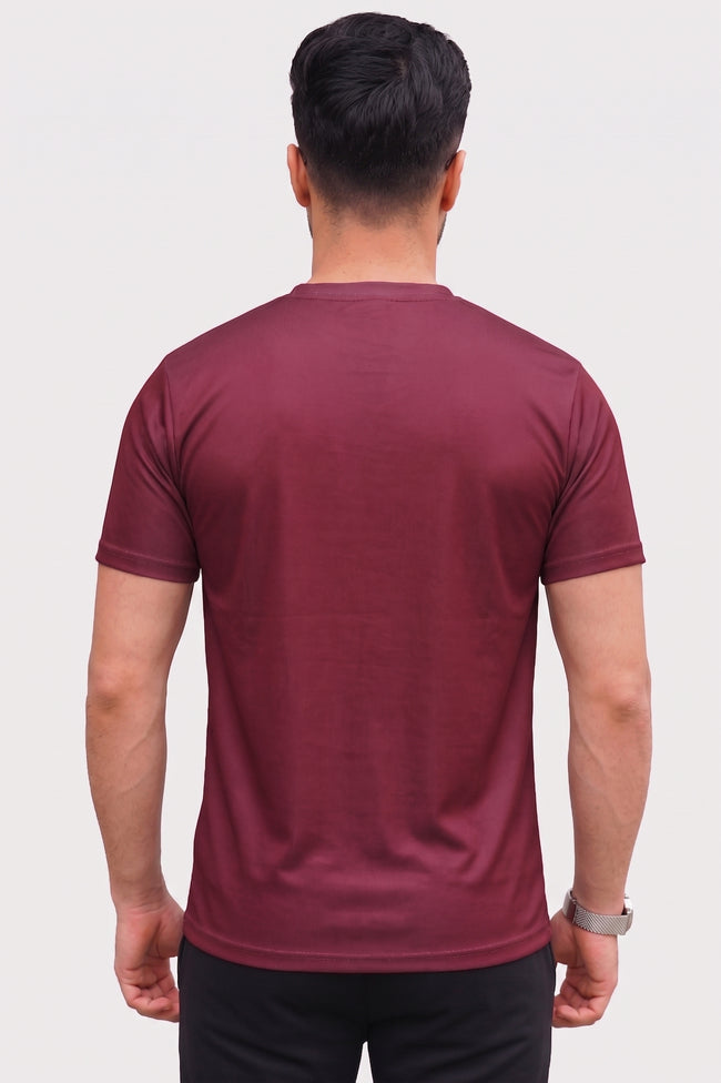 Alpine Men’s Maroon Textured Dry Fit T-Shirt – Performance Edition Main Image