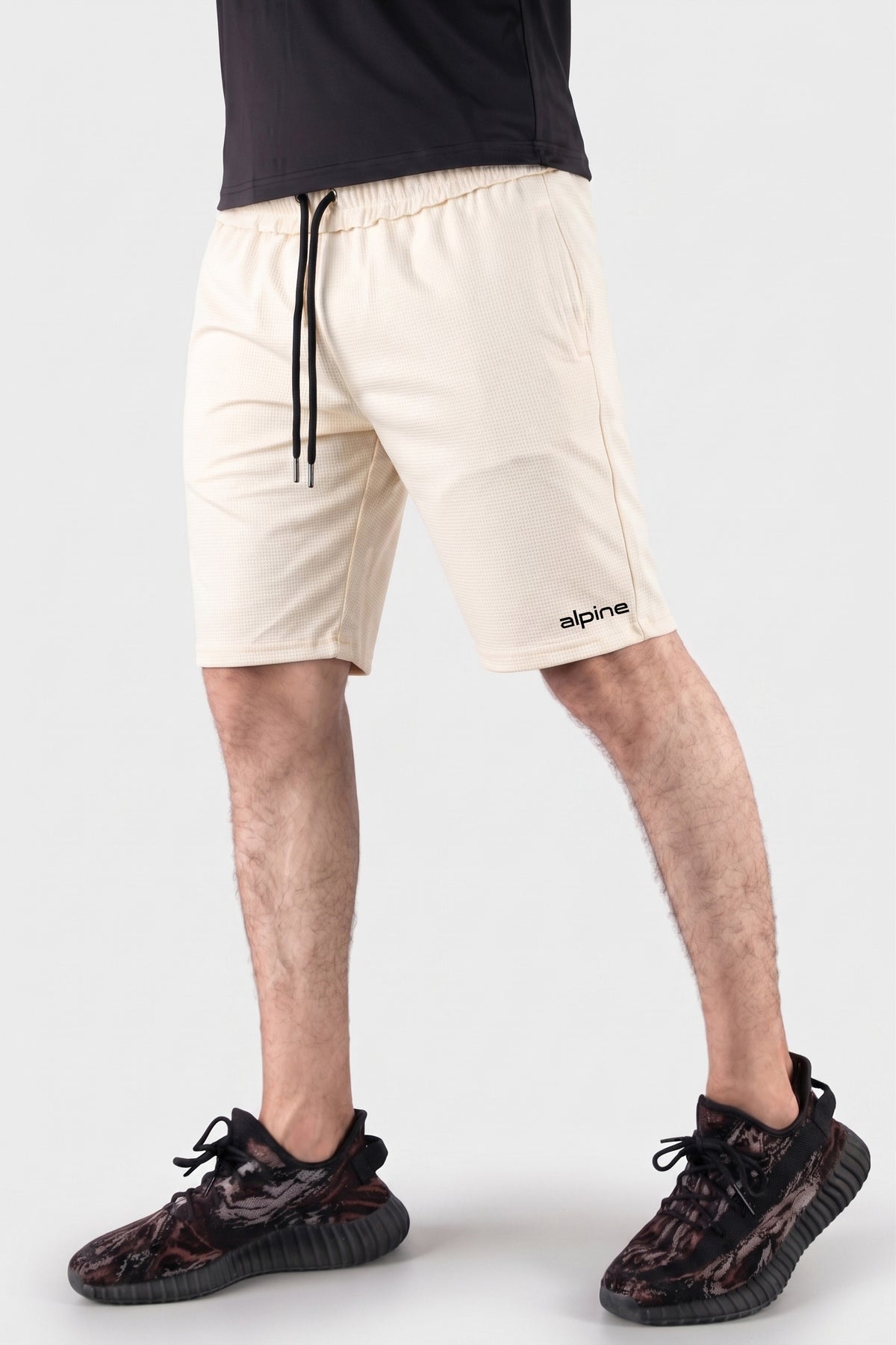 Alpine Men’s OFF White Imported Square Mesh  Lycra Short