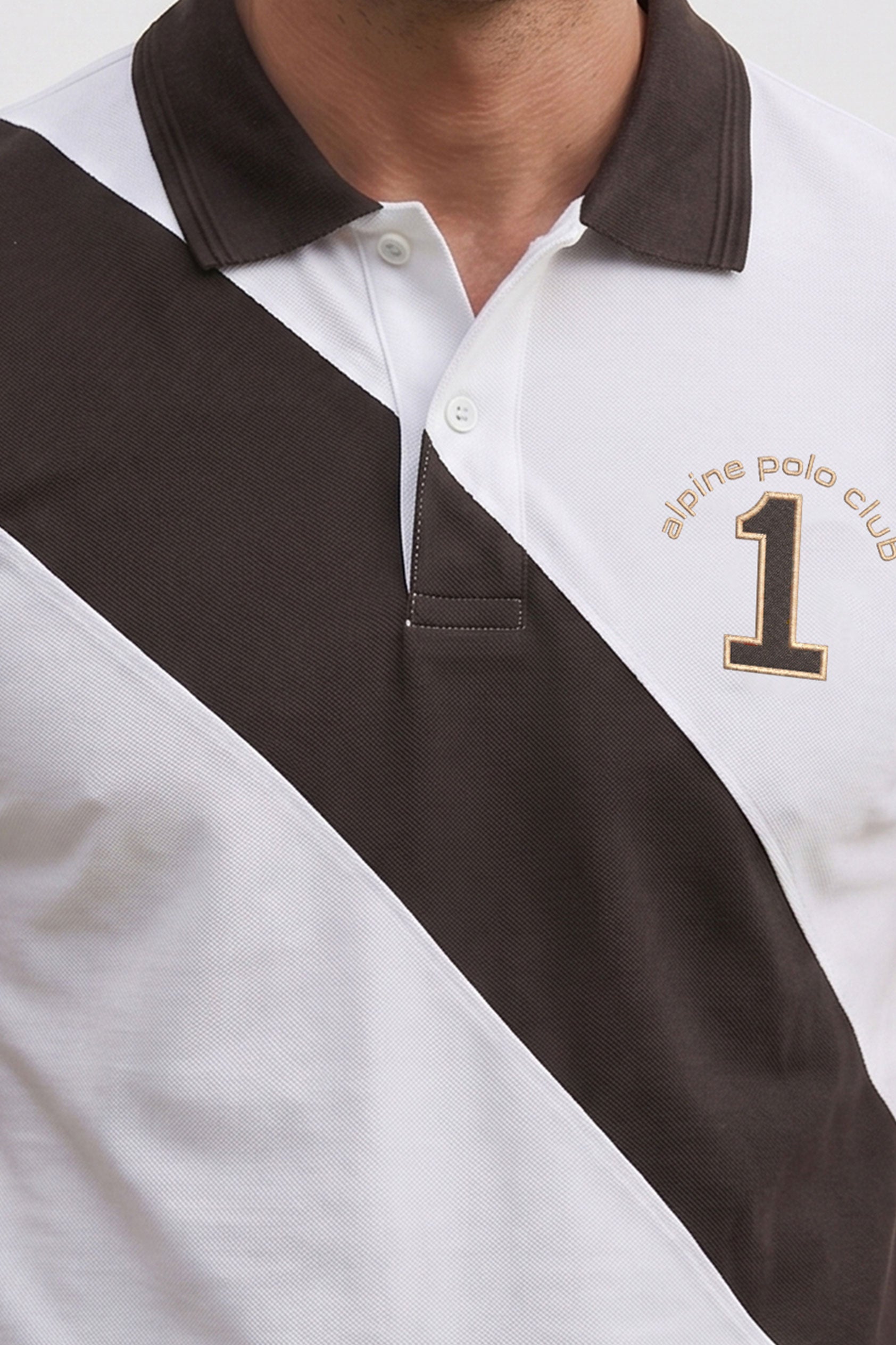 Alpine Men’s White Cotton Polo Shirt - Cross Edition