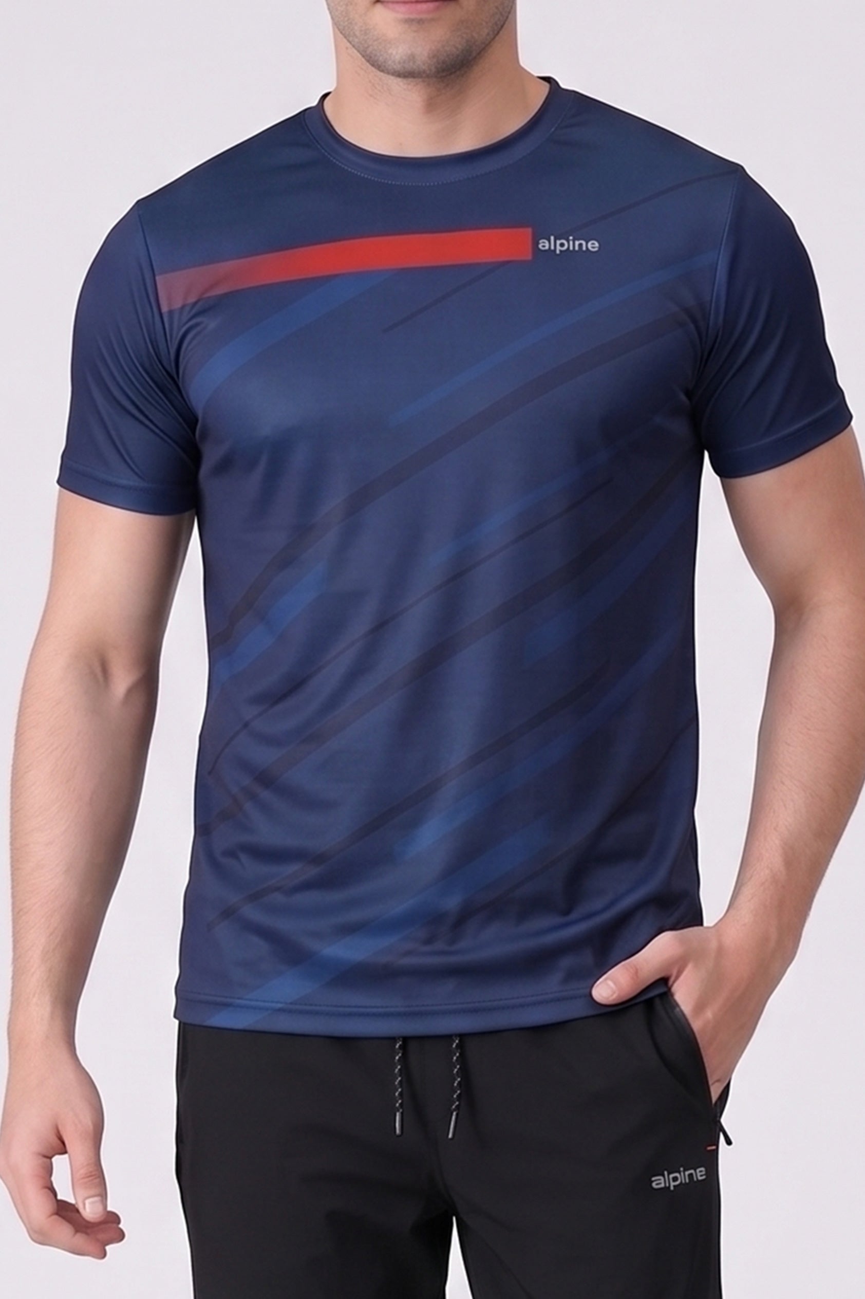 Alpine Men's - Imported Tracksuit - Black Navy Blue